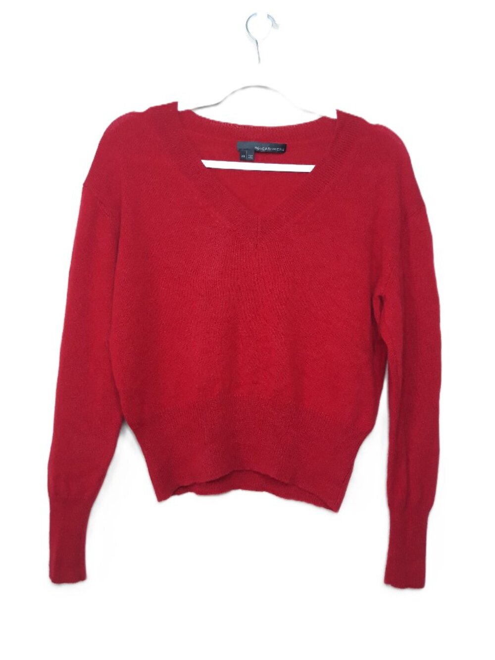360 Cashmere Red Cashmere Sweater V-Neck XS Scandi Pop of Color